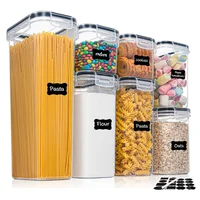Kitchen Food Storage 7pcs-set Container BPA FREE Cereal Candy Storage Boxes Jar with 10stickers and Pen 1