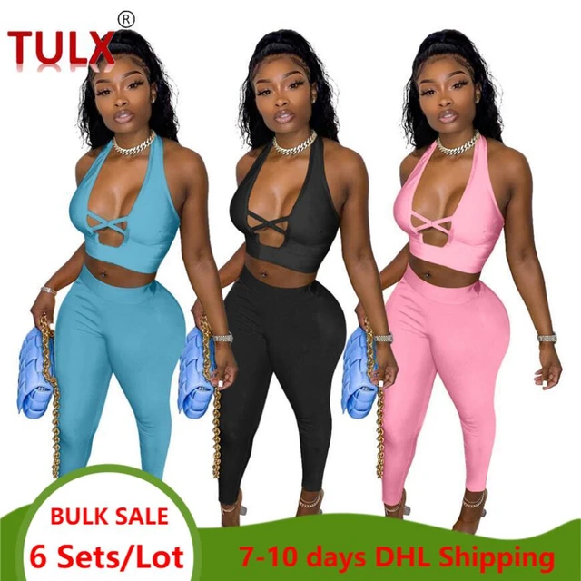 Sexy Club Outfits Summer Sets 2 Pieces Women Clothing Hollow Out