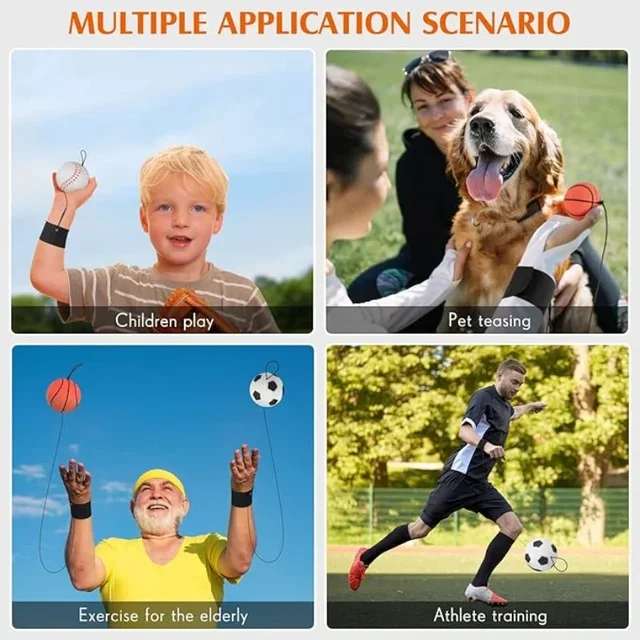 1-64PCS New Elastic Return Sponge Ball Nylon String Game Exercises Rubber Hand Ball Kids Toys Finger Band Ball Outdoor Yoga Ball 5