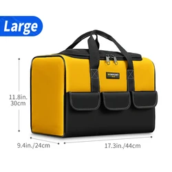 Spacious 17 - Inch Tool Bag with Exterior Pockets for DIY Enthusiasts and Craftsmen (Yellow)