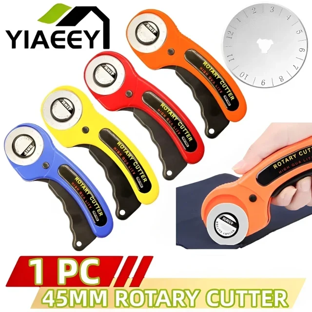 45mm Patchwork Roller Wheel Knife Cloth Cutting Knife Leather Paper Fabric  Craft Fabrics Rotary Cutter DIY Sewing Accessories