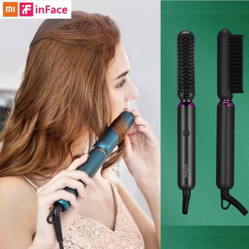 inFace Straight Curling Comb Hair Style Tools 5 Level Temperature Adjustment Automatic Turn Off Ion Curling Straightener Hair
