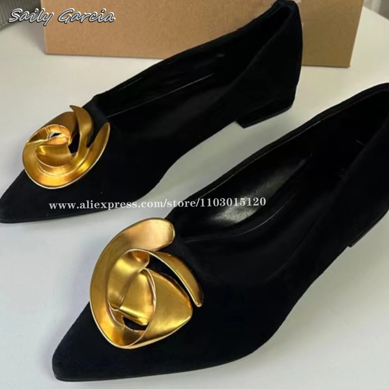Suede Upper Metal Flower Grace Shallow Flats 2024 New All-Match Casual Slip On Casual Shoes Pointed Toe Sexy Women Shoes