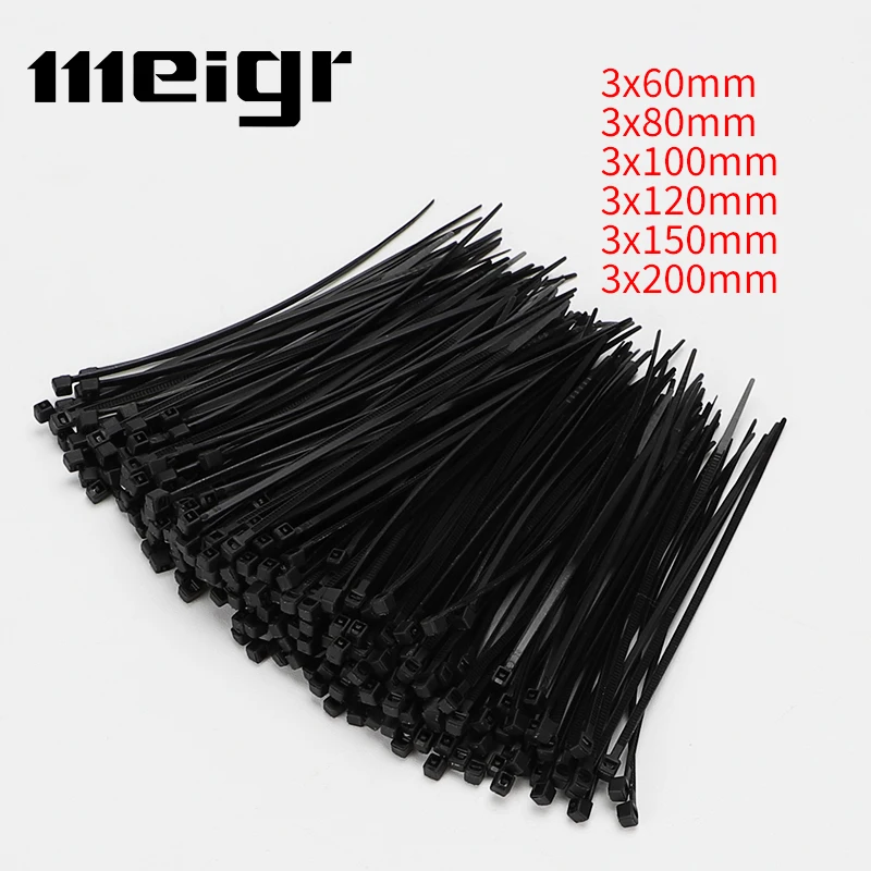 

100 Pcs Cable Ties 3x100 Black and White High-quality Plastic Cable Ties 50 Lb Tensile Strength Self-Locking Hardware Cable Ties