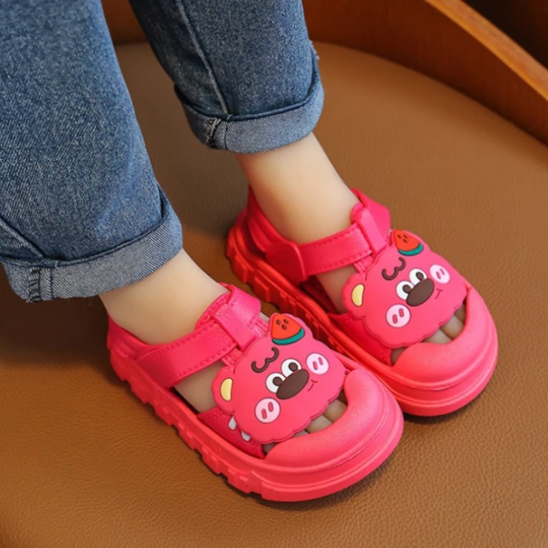 Kids Sandals Babies Non-slip Cartoon Pattern Soft Bottom Footwear Students Sport Shoes