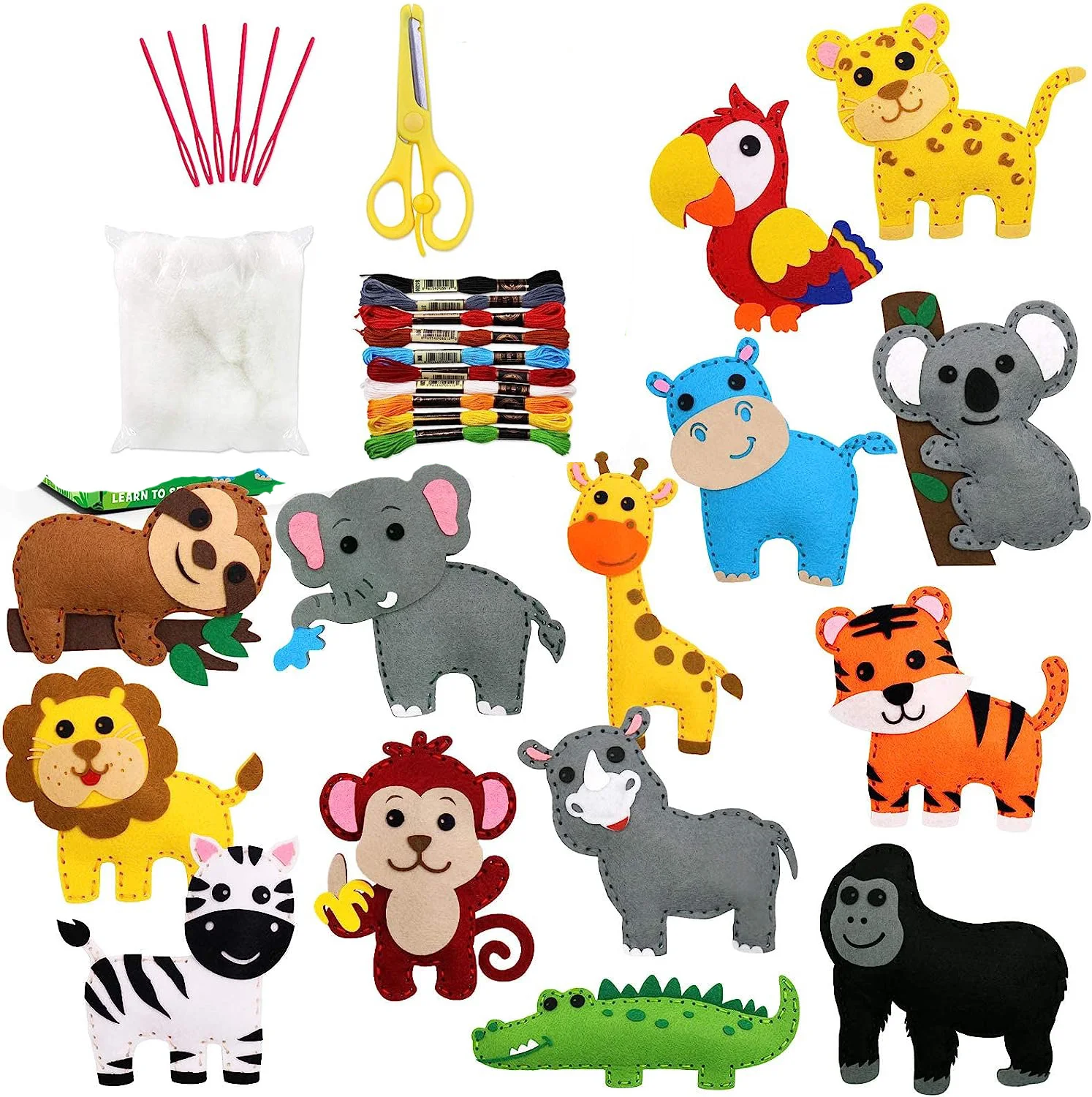 Pubbyuer Set Creativo Fai Da Te Bambini – 6 Animali Del Bosco In Feltro (gufo, Riccio, Volpe, Scoiattolo, Koala, Cervo) – Kit Educativo Senza Colla