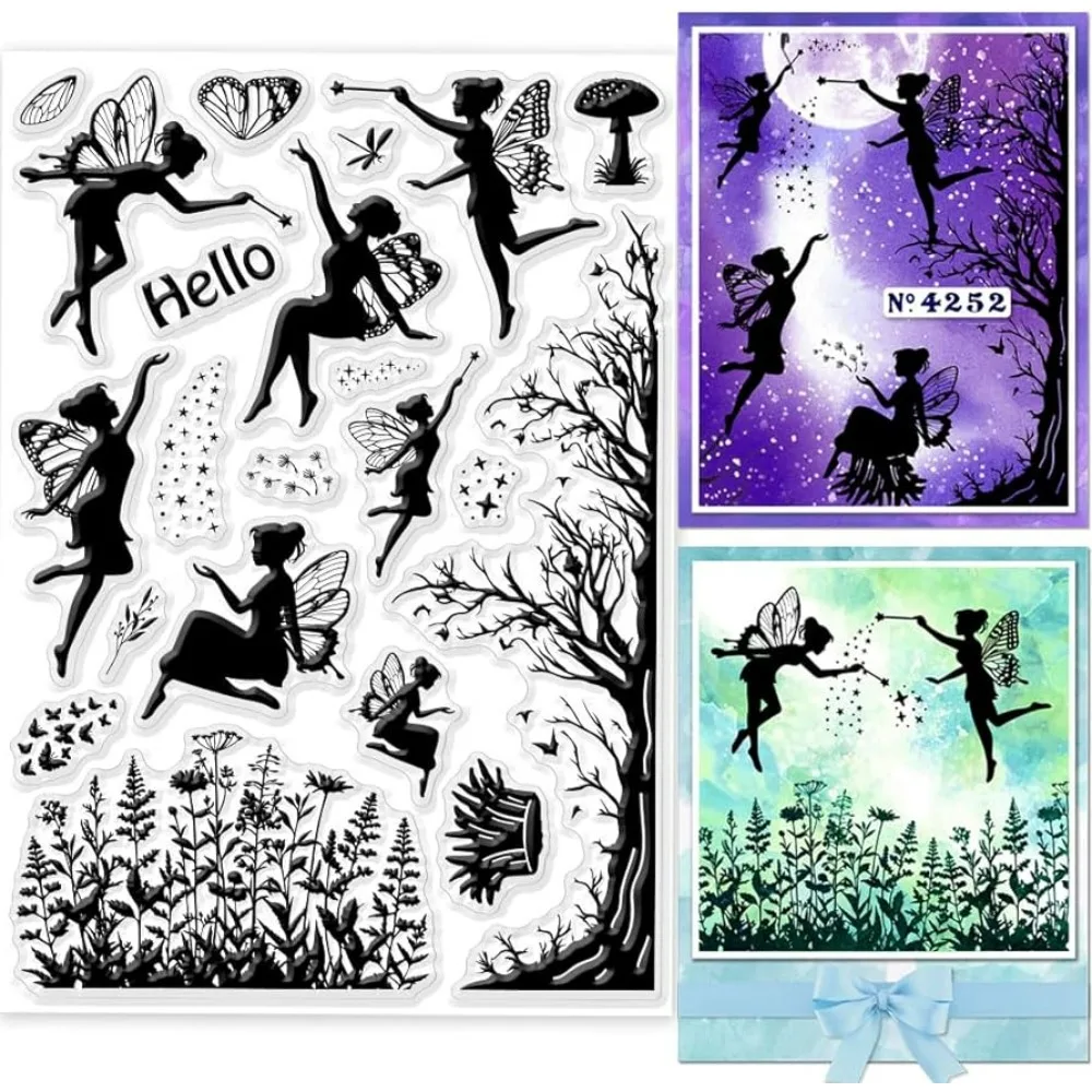 DIY 스크랩북용 요정 투명 스탬프, 꽃 나무 실리콘 스탬프 씰, 카드 제작 사진 앨범, 1PC  Best5