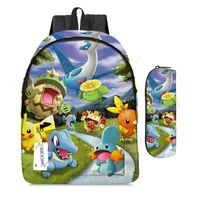 2 pz/set Anime Pikachu Pokemon Stampa Zaino Scuola Pikachu Ragazzi Ragazze Moda Laptop Zaino di Grande Capacità per I Regali 34