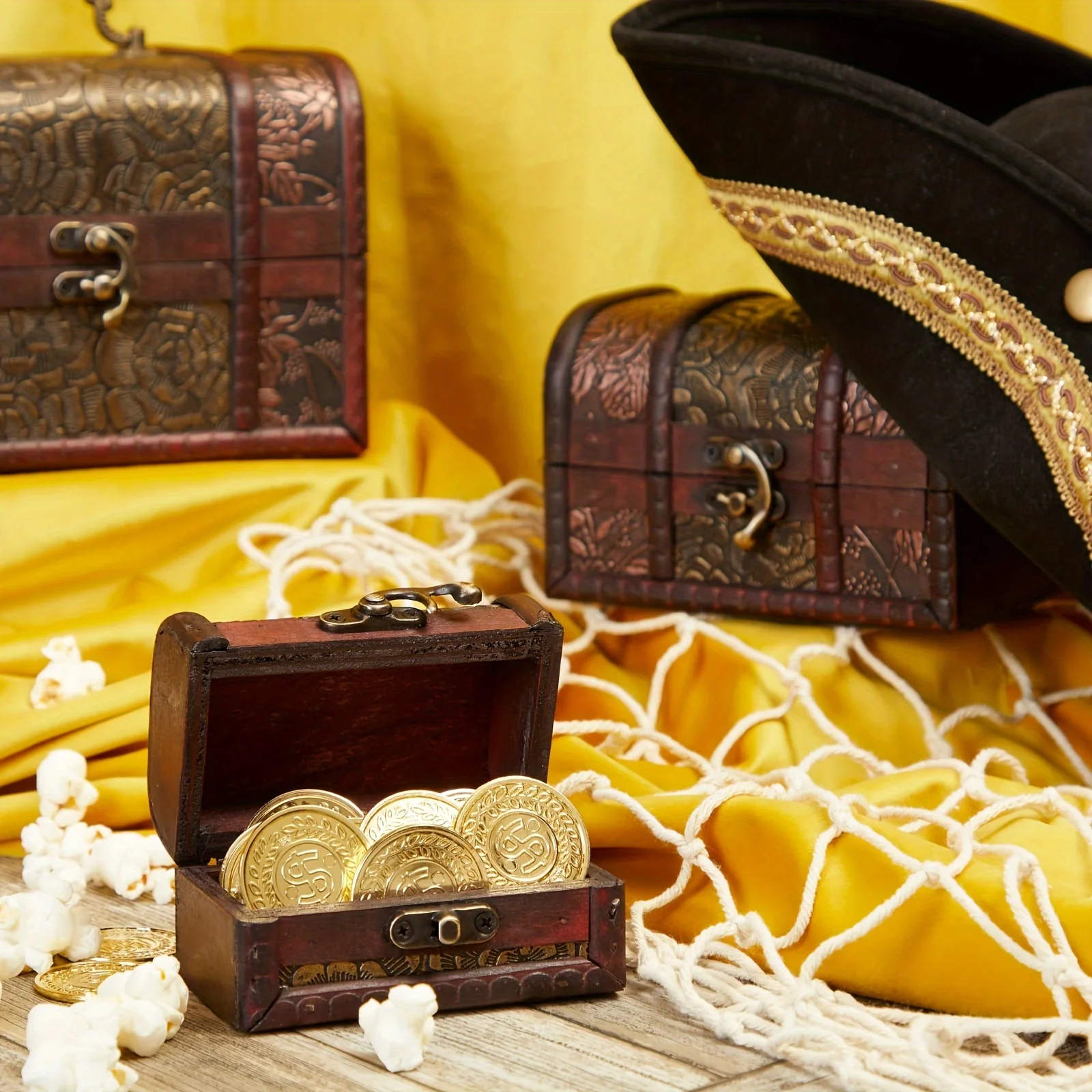 昭和レトロ 中サイズ 行李 クリーニング済み 収納 籠 ② 超美品 3 pieces/set of vintage wooden treasure chest, storage box