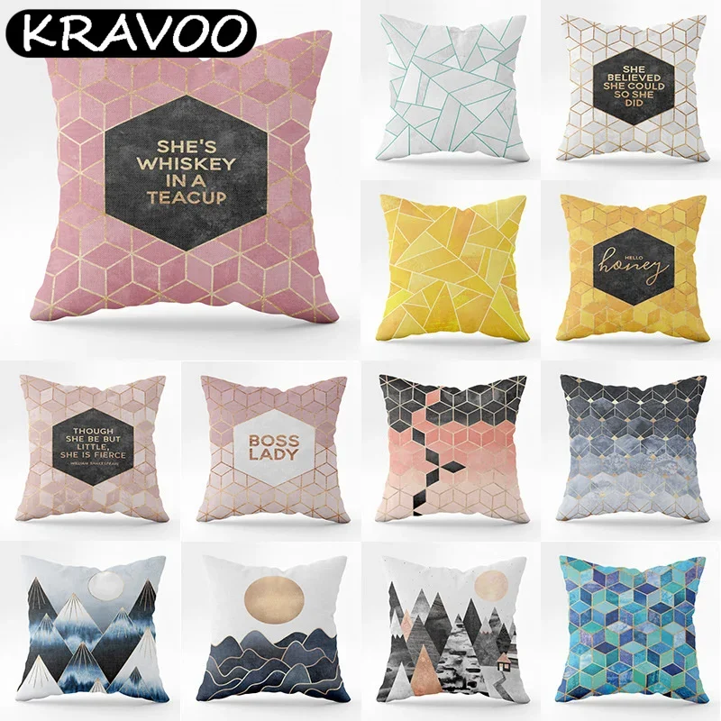 

Geometric Pattern Decorative Pillow Case Polyester Cushion Cover 45x45cm Throw Pillow Cover Sofa Decoration Pillow Cover Cojines