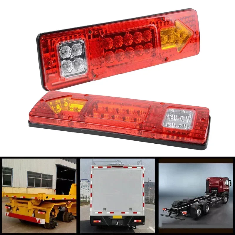 NEW 19LED Car Trailer Truck Rear Tail Light Brake Reverse Lamp Stop Turn Signal For Trailer Truck Caravans Taillights Van Truck