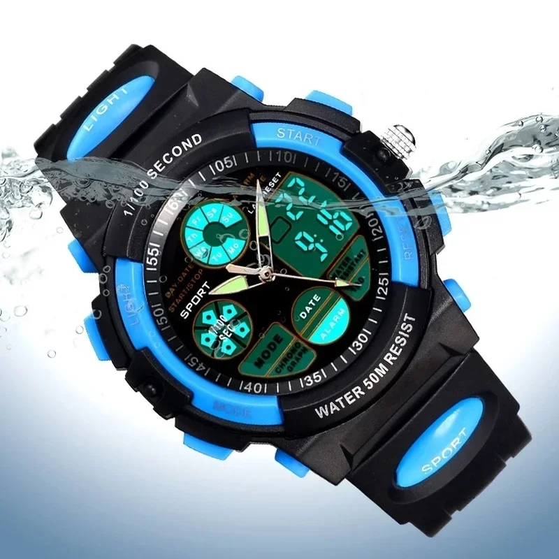 Relojes electrónicos para niños, esfera luminosa de color, resistente al agua, Despertadores luminosos multifunción, reloj para niños y niñas