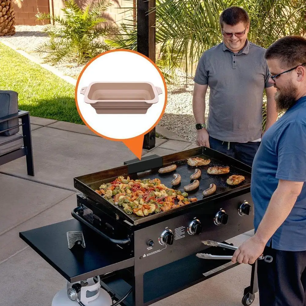 Silicone Grill Drip Pot Black Stone Grill Grease Catcher Box Cup Liner Folding Connect Oil Oil