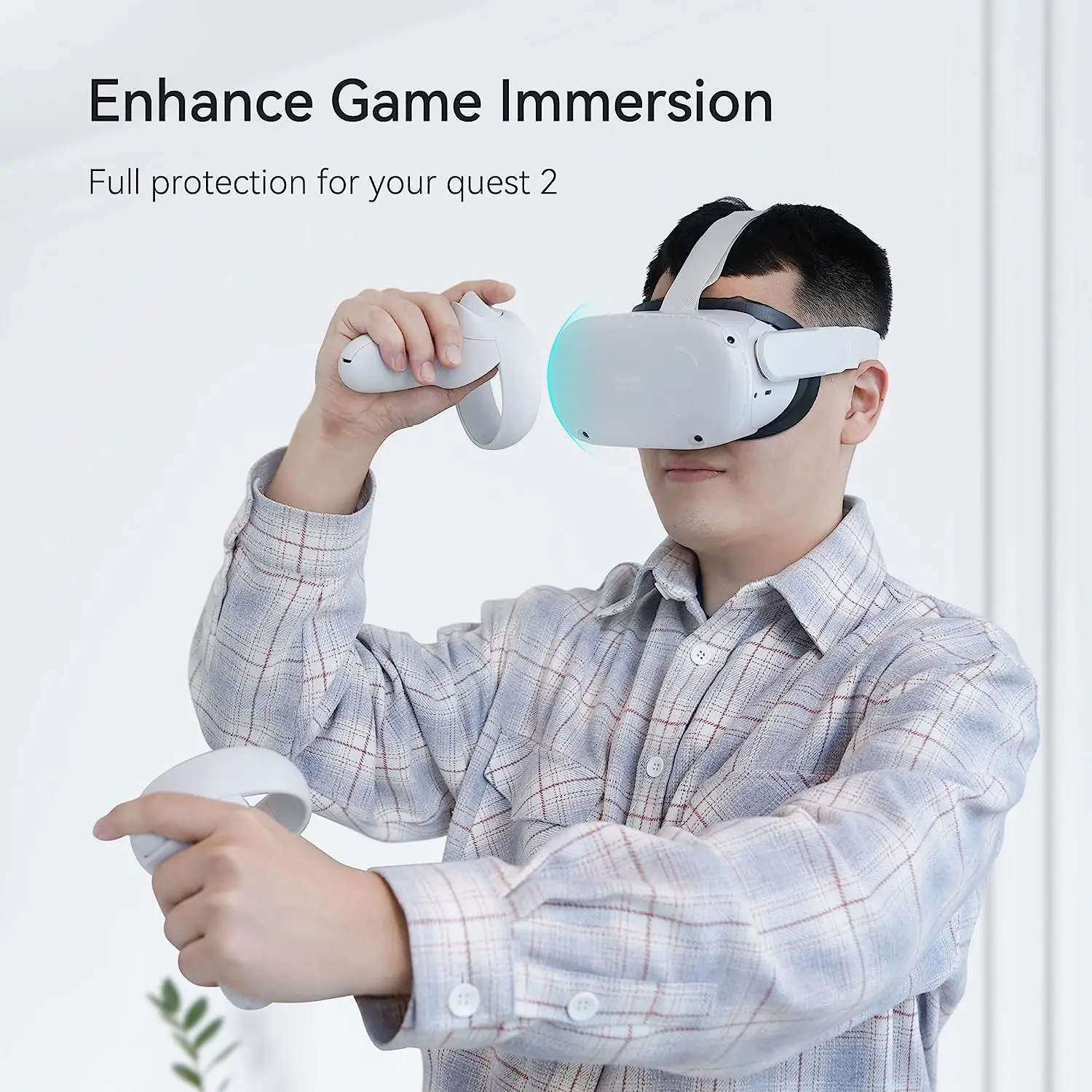 KIWI design VR Shell for Quest 2 Protective Cover with Two Side Protective Shell Cover Protector vr lens protector