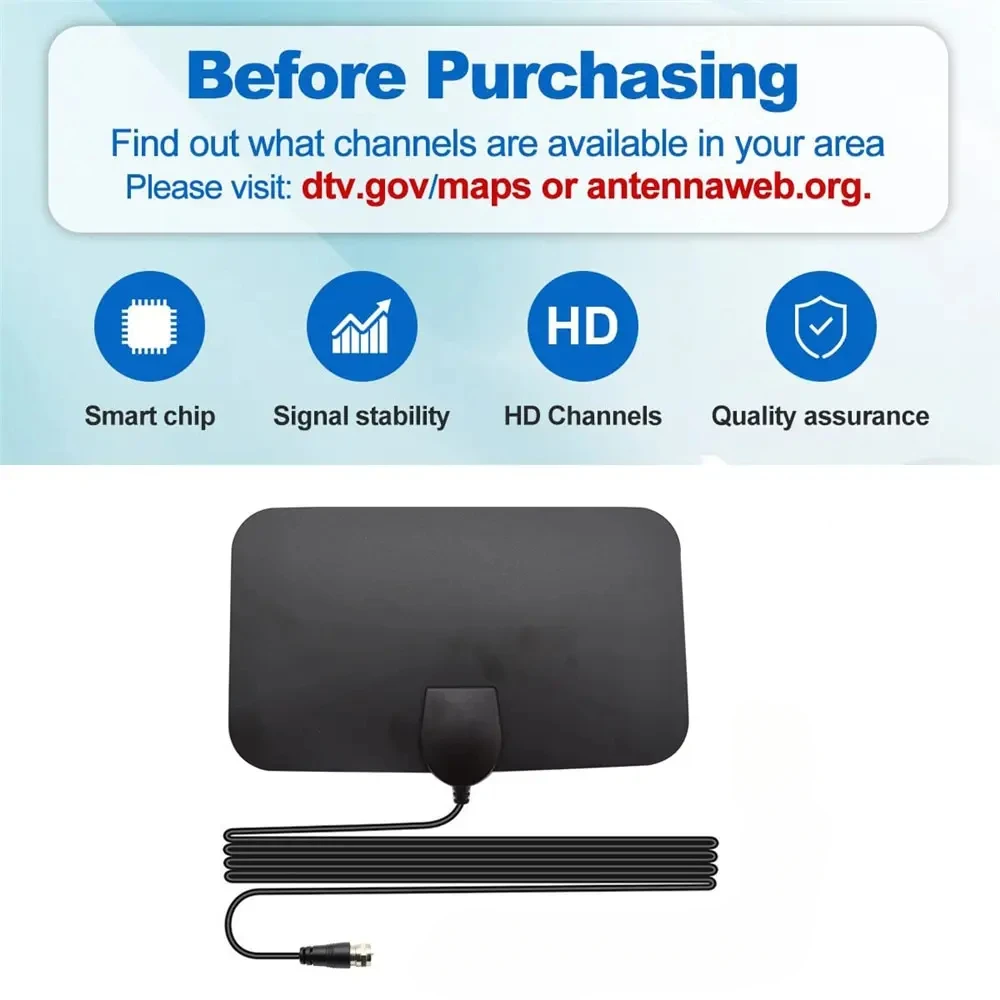 HDTV DTV Box tv antenna Booster Active Indoor Flat Design