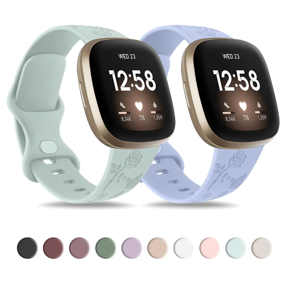 Floral Engraved Soft TPU Sport Smartwatch Band Replacement Strap