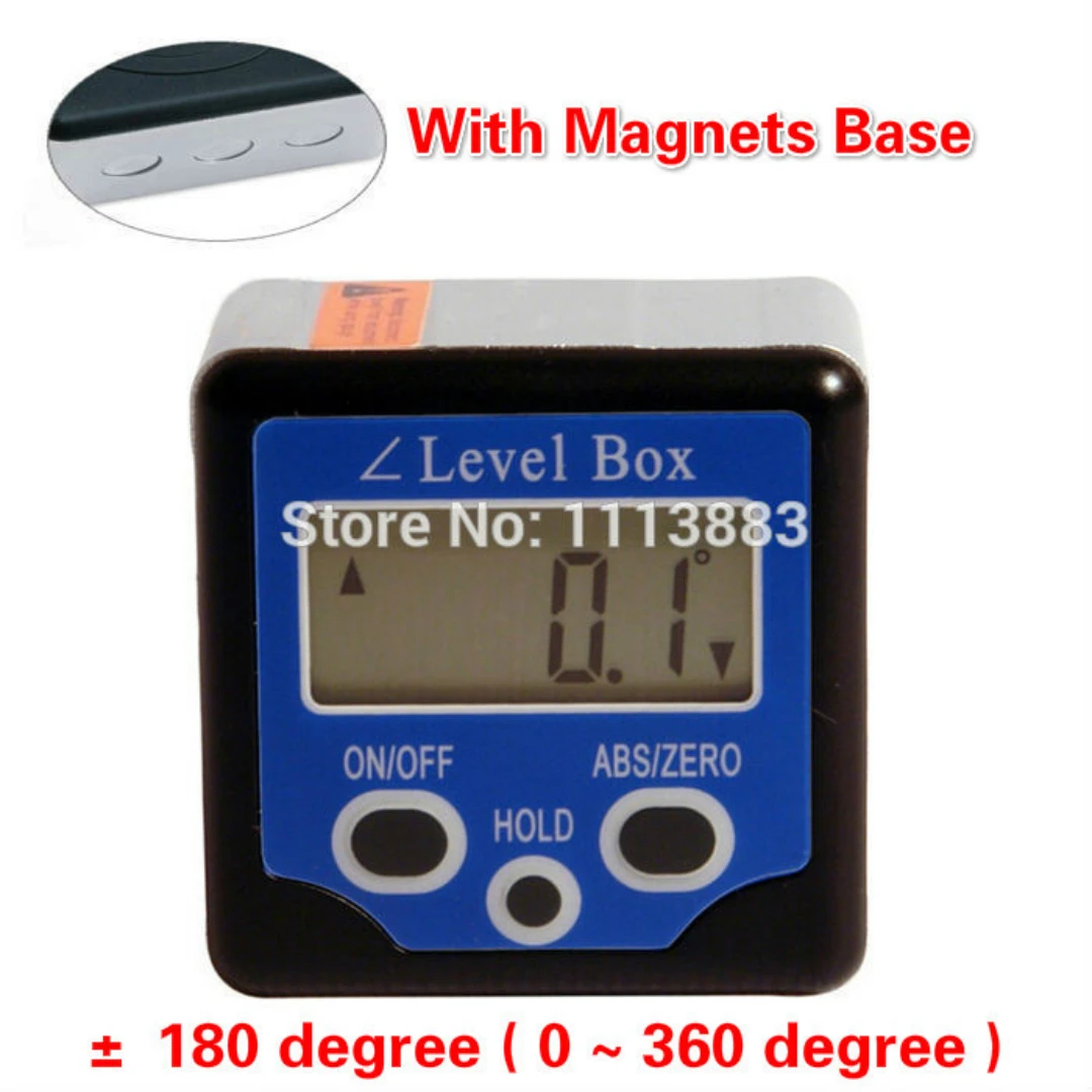 

360 degrees Magnets Base Digital Inclinometer Angle Gauge Meter Spirit Level Horizontal Bevel Box Measuring Tool