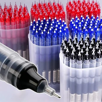 10pcs/set Quick-drying 0.5mm Roller Pen Black/Red ink Straight Liquid Rollerball Gel Pen for Office & School  Student Stationery