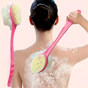 1 spazzola morbida per loofah e spazzola per il corpo da bagno con setole con manico lungo curvo: scrub esfoliante manuale inodore adatto per il completo