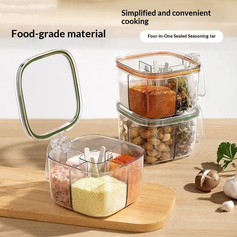 Amour Nook1 Set Multi Grid Multi-function Seasoning Storage Jar Glutamate Pepper Storage New Transparent Seasoning Box