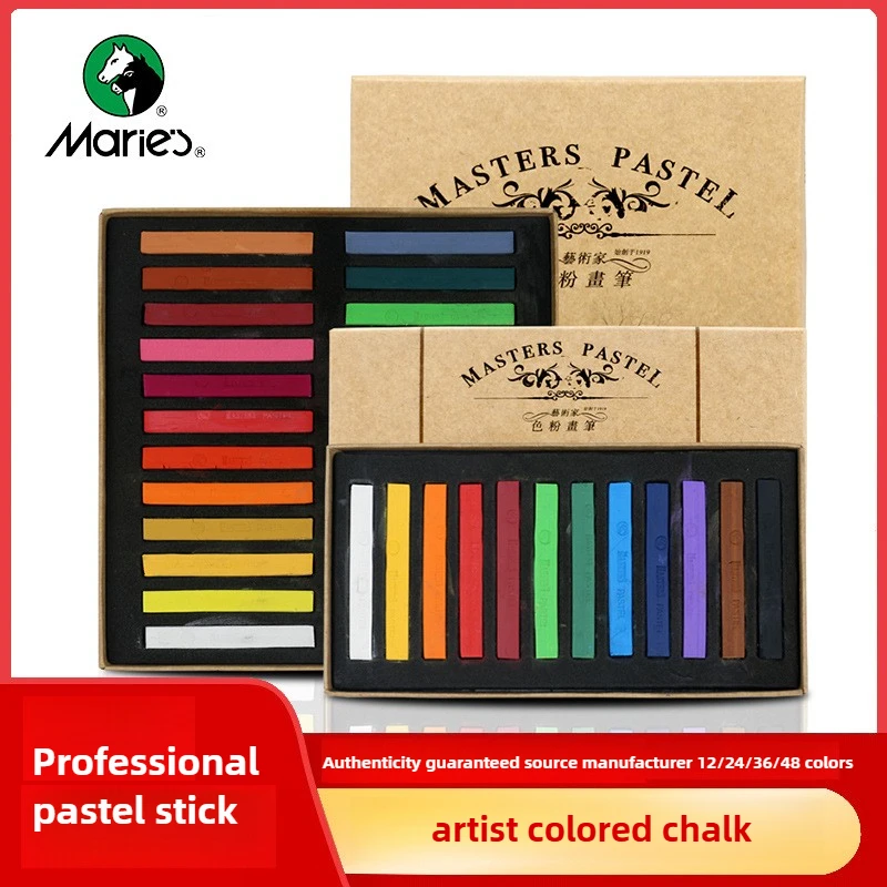 Maries Color Chalk 24 Colors 12 Colors Chalk 48 Painting Pink Professional Pastel Stick Brush Board Newspaper Painting Supplies