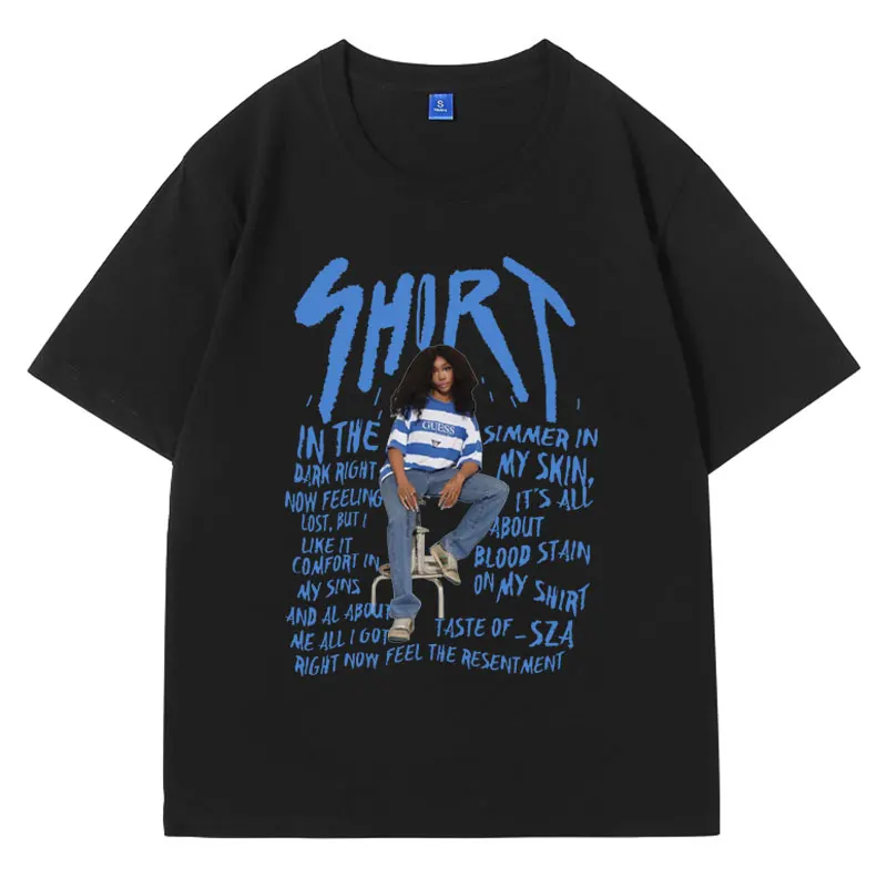 

Singer SZA Music Album SOS Cover Graphic T Shirt Men Women's Fashion Cotton Casual T-shirt Oversized Streetwear Short Sleeve Tee