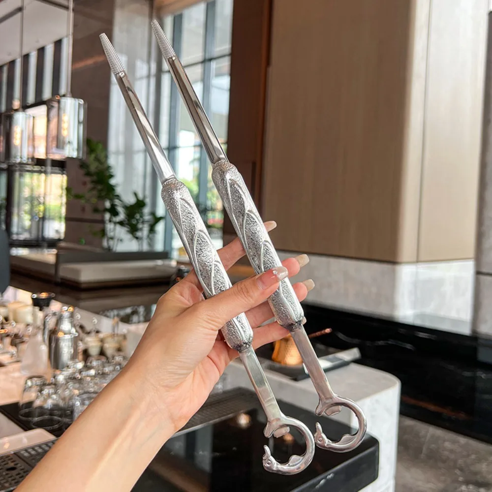 Multi-purpose Crane Shape Kitchen Food Tongs 304 Stainless Steel Extended Barbecue Clip Anti-slip Tipped Bottle Opener Canteen