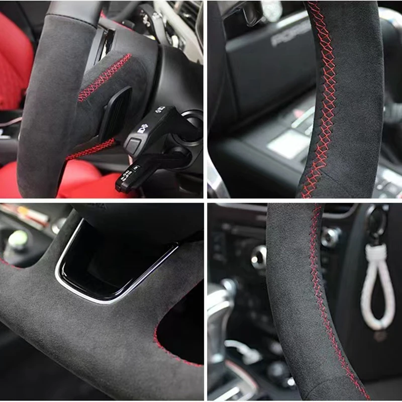 Car Steering Wheel Cover Suede Braid Car Accessories For Fiat Punto Bravo Linea 2007-2019 Qubo Doblo 2008-2015 Grande Punto