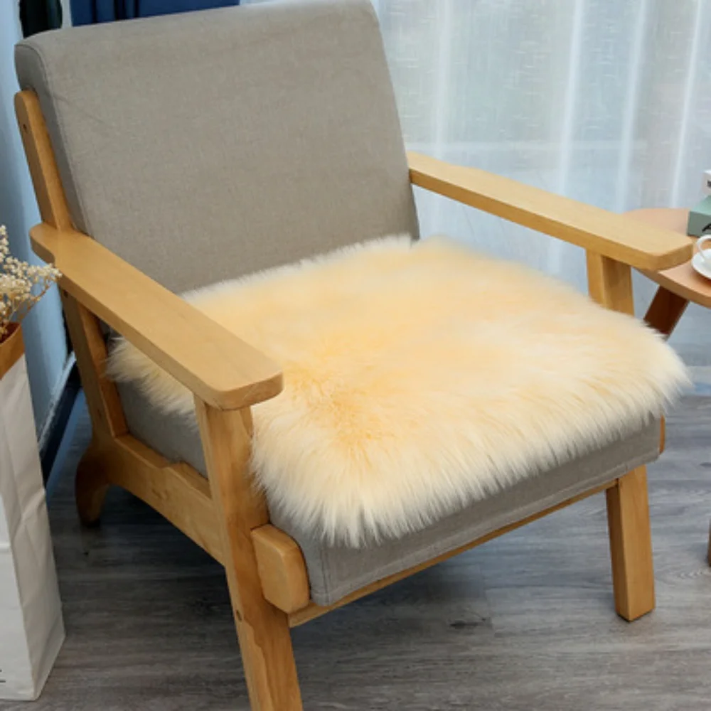 인조 모피 플러시 쿠션, 두꺼운 플러시 소파 쿠션, 가정용 작은 사각형 의자 쿠션, 둥근 나비 의자, 창문 바닥 