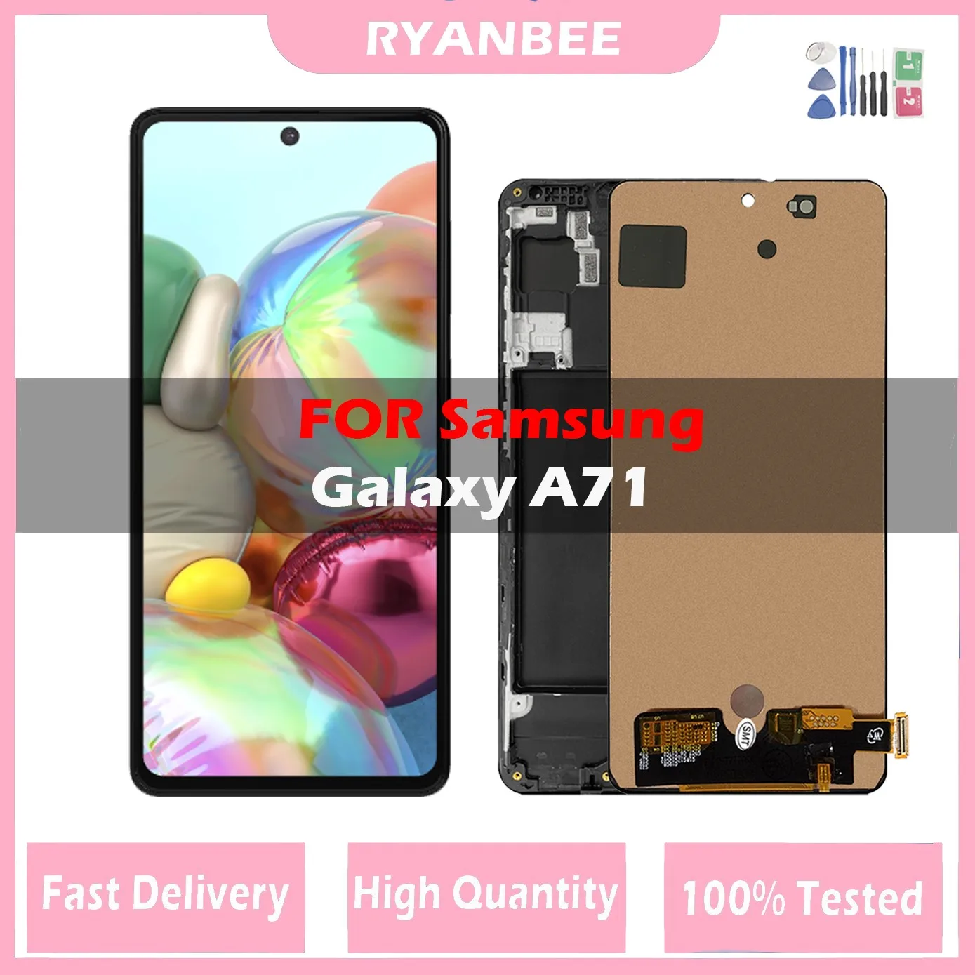 Lcd Amoled Testato Al 100% Con Cornice Per Samsung Galaxy A71 A715 A715F Display Lcd Touch Screen Digitizer Assembly Panels