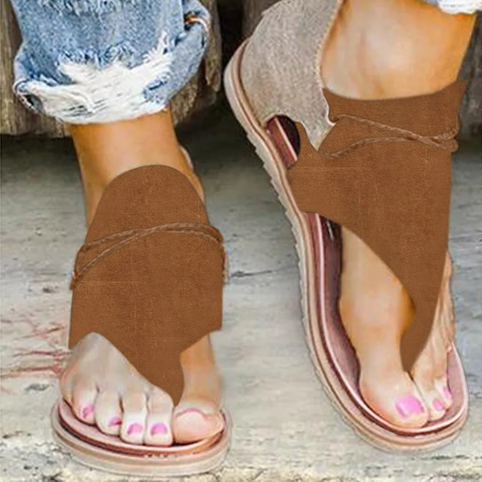Women's Summer Retro Leather Slip On Sandals