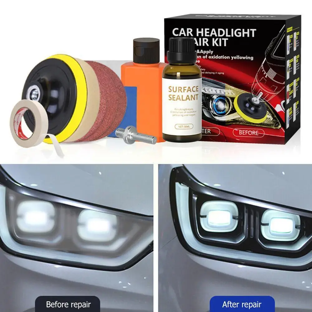 

Car Headlight Repair Kit Auto Headlamp Lens Restore Repair Oxidation Tool Restore Scratch Polishing Fluid Yellow Cleaning T2d1