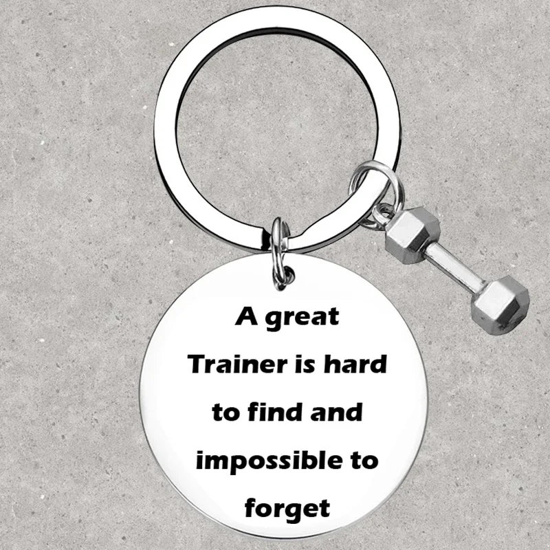 

Hot Trainer Gift Keychain Fitness Great Trainer Is Hard to Find Exercise Key Rings Weighted Barbell Dumbbell Charm Workout Gifts