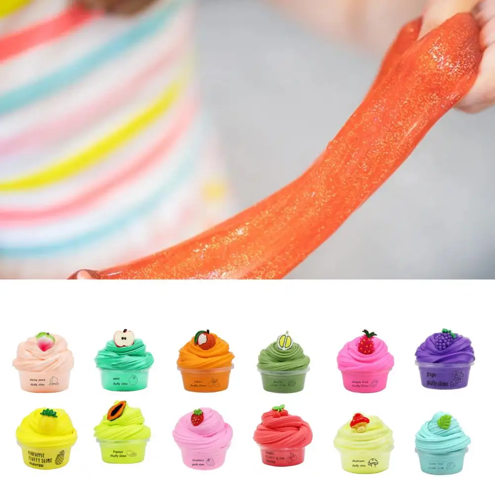 Slime Kit Fluffy Slime 60ml Popular Cloud Slime Stretchy Silme Mud DIY Pressure Release Fruit Cherry Cake Slime with Charm