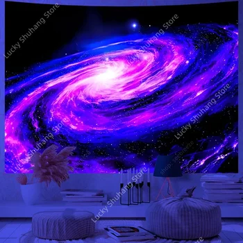Tapisserie psychédélique réactif aux UV, galAct, planète, ciel étoilé, mur, conflicfor, décor de chambre, décor de plafond esthétique 1