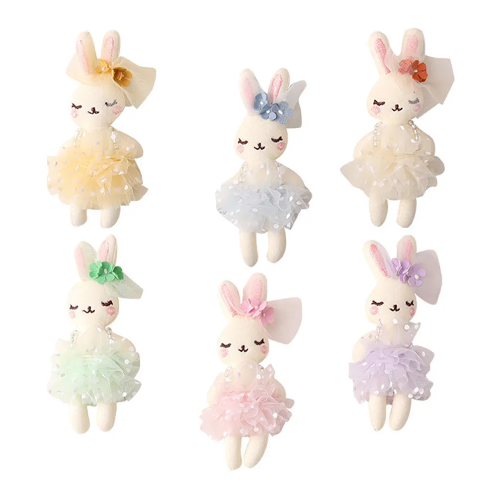 6 Pcs Rabbit DIY Ornament Material Craft Projects Decorations Crafts Plush Garment Yarn 6 pcs rabbit clothing supply crafts rabbit ornament decorations plush mini cotton projects adorn supplies