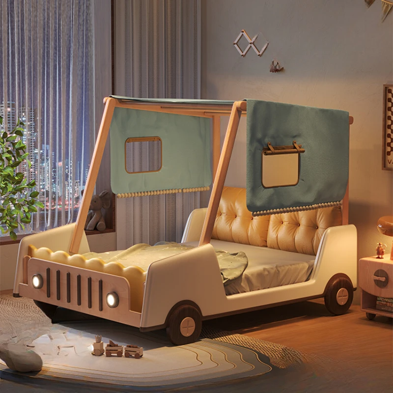 

Open Sports Car Cartoon for Car Boy's Solid Wood Children's Fence Boy's Children's Room Tree House Bed Tent