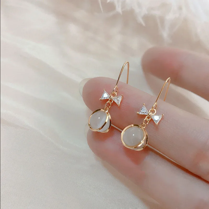 

Женские серьги-подвески с бантом, из серебра 925 пробы