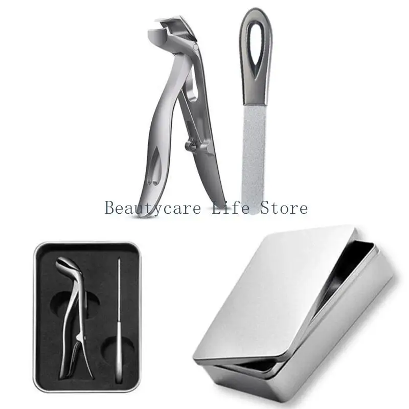 652C 각진 헤드 스테인레스 스틸 손톱깎이 네일 파일이있는 발톱깎기 노인을위한 대형 오프닝 손톱 커터