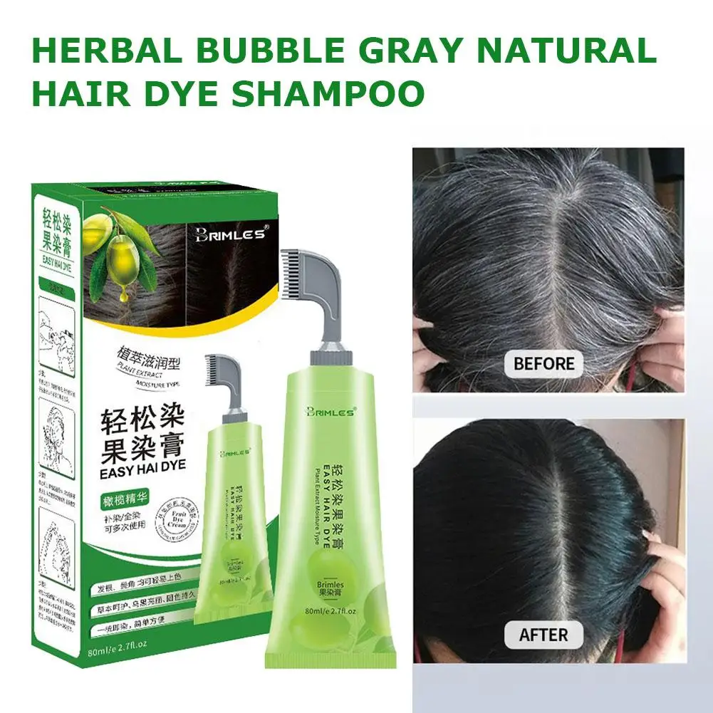 

Natural Plant Herbal Extract 3 In 1 Mild Hair Dye Cream Shampoo Coloring Harmless Fast 80ml Cover Gray Hair Hair White Quic B5T7