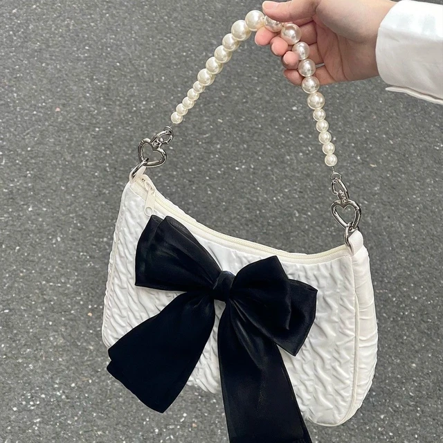 Mini Faux Pearl Decor Quilted Bucket Bag