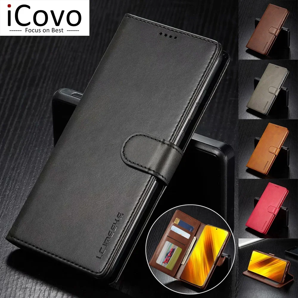 Leather Wallet Case Xiaomi Poco X3 X4 X5 X7 M4 M3 15T 14T 12T 11T Pro NFC Flip