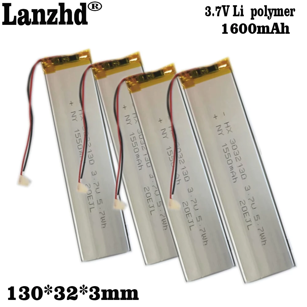 Bateria de Polímero de Lítio para Luzes Led Lipo Cells Teclado Bluetooth Gravador de Câmera de Carro 3032130 3.7v 1600mah