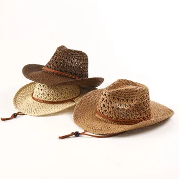 1PC Panama Soft Straw Hat For Men Women Summer Breathable Travel Beach Hats Solid Wide Brim Sunscreen Hat 1