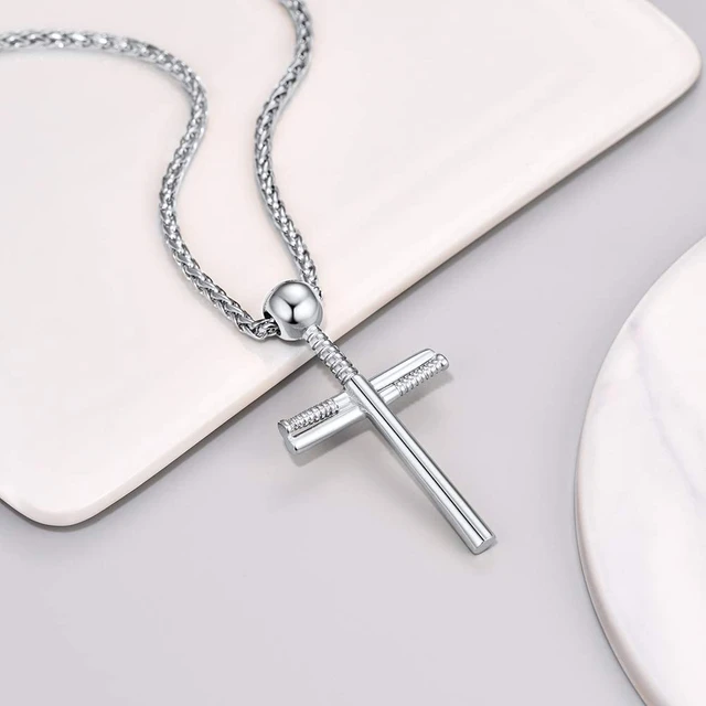 Cross Necklace Baseball Bats Athletes Cross Pendant Chain, Sport Stainless  Steel Cross Necklaces for Men Women | Fruugo NO