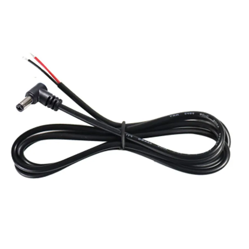 Stripped DC Power Connector L-Shaped 5.5mm 2.1mm 2.5mm Male Right Angle DC Power Cable For 5050 LED Strip Light CCTV Camera