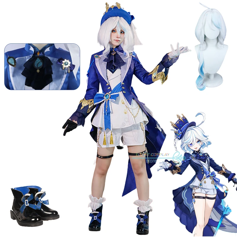 

Furina Cosplay Game Genshinimpact Focalors Cosplay Costume Anime Suits Party Costume Hat Wig Shoes Full Set Role Play Outfits