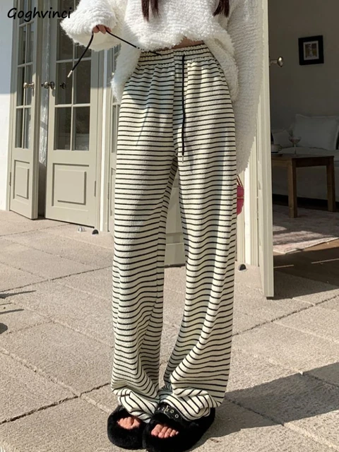 Mono Stripe Wide Leg Soft Trousers | Womens Trousers | Select Fashion Online-anthinhphatland.vn