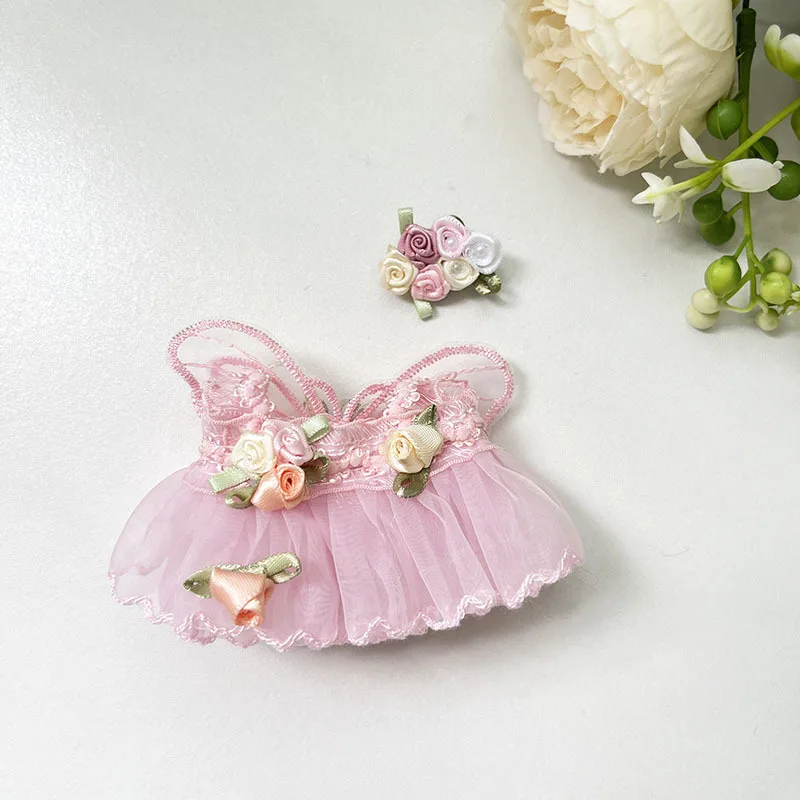 17cm Cute Mini Plush Doll'S Clothes Outfit Accessories For Labubu II Idol Dolls Flower fairy wedding dress Clothing DIY Kid Gift 3