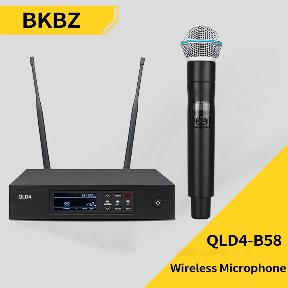 

BKBZ QLD4 B58 Fullset UHF True Diversity Wireless Microphone System for Karaoke Stage Performances Mic Wireless Professionnel